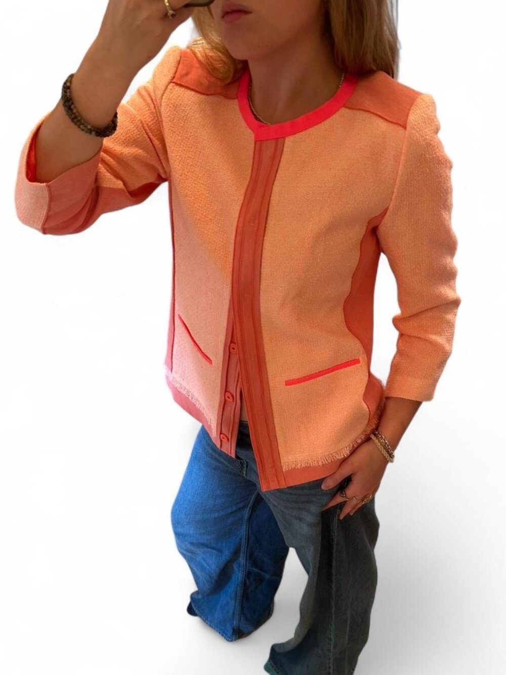 elie tahari peach & pink blazer